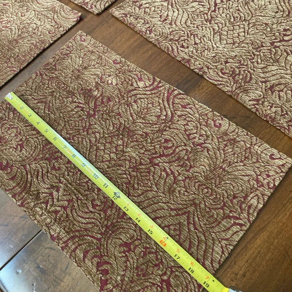 Luxurious Burgundy and Gold Damask Placemat - set of 8 plus 1 larger piece